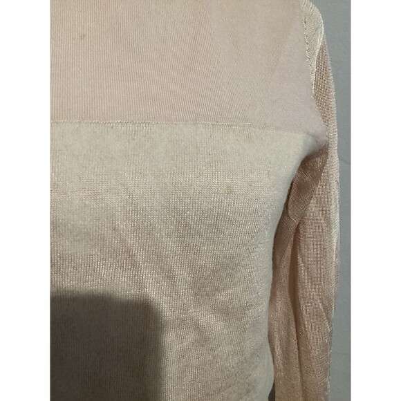 Rag & Bone Marissa Mixed Media Crew Neck Pullover Sweater Light Pink Merino Wool - Picture 3 of 8